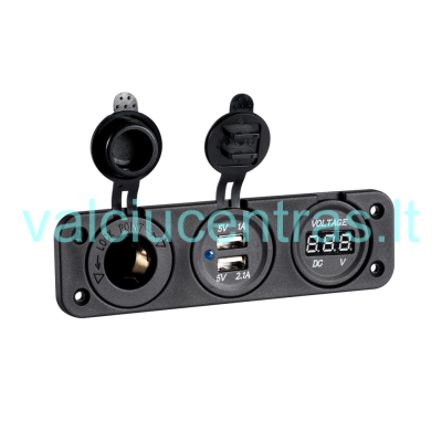 Digital voltmeter with dual USB port and socket